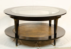 Black Lacquer & Gilt Round Coffee Table in the Style of Maison Jansen