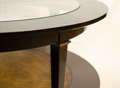 Black Lacquer & Gilt Round Coffee Table in the Style of Maison Jansen