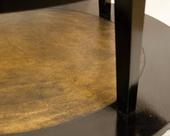 Black Lacquer & Gilt Round Coffee Table in the Style of Maison Jansen