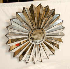 Eglomise Sunburst Mirror in the Style of Maison Jansen