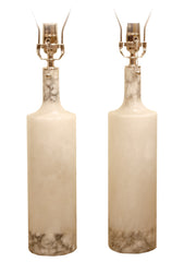 Pair of Alabaster and Marble Table Lamps