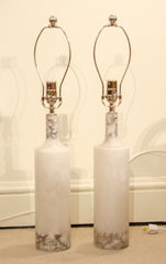 Pair of Alabaster and Marble Table Lamps