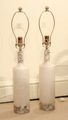 Pair of Alabaster and Marble Table Lamps