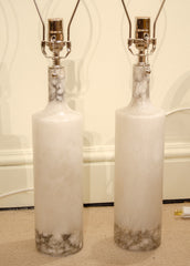 Pair of Alabaster and Marble Table Lamps