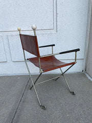 Mid-20th Century Steel and Leather Directors Chair Made from Golf Clubs