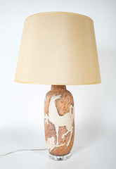 Marcello Fantoni Ceramic Vase Decorated with Horses & Men as a Lamp