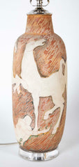 Marcello Fantoni Ceramic Vase Decorated with Horses & Men as a Lamp