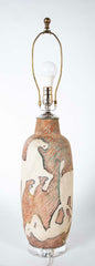 Marcello Fantoni Ceramic Vase Decorated with Horses & Men as a Lamp