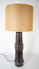 A Martz Black Glazed Ceramic Lamp of Unusual Size