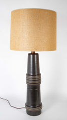 A Martz Black Glazed Ceramic Lamp of Unusual Size