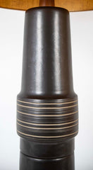 A Martz Black Glazed Ceramic Lamp of Unusual Size