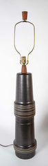 A Martz Black Glazed Ceramic Lamp of Unusual Size