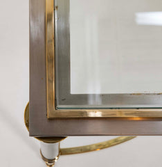 Maison Jansen Glass Top Polished Brass and Steel Coffee Table