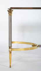 Maison Jansen Glass Top Polished Brass and Steel Coffee Table