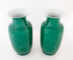 Pair of Emerald Green Chinese Porcelain Vases