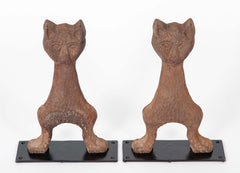 Terrific Folksy Cat Form Puddlecast Andirons