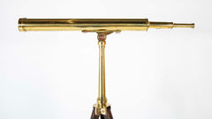 19th Century English Library Brass Telescope with Original Storage Box