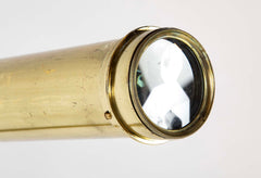 19th Century English Library Brass Telescope with Original Storage Box