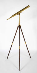 19th Century English Library Brass Telescope with Original Storage Box