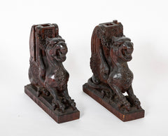 Mid 19th Century Hand Carved Wooden Mantle Griffins