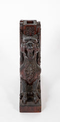 Mid 19th Century Hand Carved Wooden Mantle Griffins