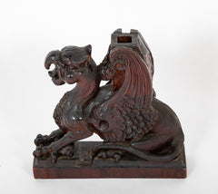 Mid 19th Century Hand Carved Wooden Mantle Griffins