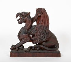 Mid 19th Century Hand Carved Wooden Mantle Griffins