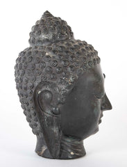 Bronze Buddha Head with Green/Blue Patina