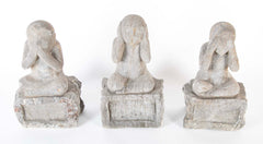 Set of Three Hand Carved Stone Monkeys