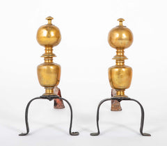 Pair of English or European Brass Andirons