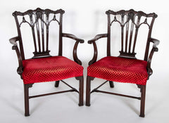 A Pair of Rare English Chippendale Armchairs