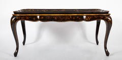 Black Lacquered Chinoiserie Scalloped Tray on Stand