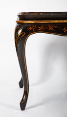 Black Lacquered Chinoiserie Scalloped Tray on Stand