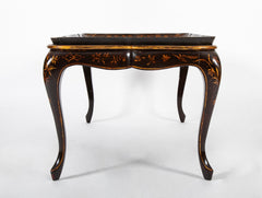 Black Lacquered Chinoiserie Scalloped Tray on Stand