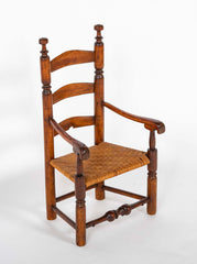 Rare American Pilgrim Child's Chair with Dramatic Finials