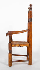 Rare American Pilgrim Child's Chair with Dramatic Finials