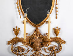 Important Pair of Late 19th Century Gilded Sconce Mirror Appliques