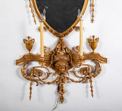 Important Pair of Late 19th Century Gilded Sconce Mirror Appliques