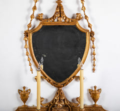 Important Pair of Late 19th Century Gilded Sconce Mirror Appliques