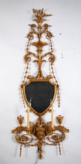 Important Pair of Late 19th Century Gilded Sconce Mirror Appliques