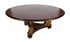 Classical Regency Center Table with Triple Gilt Carved Dolphin Base