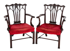 A Pair of Rare English Chippendale Armchairs