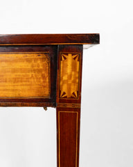 Pair of Satinwood Highly Decorated Mahogany Demilune Console Tables