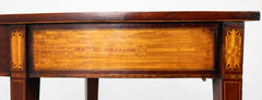 Pair of Satinwood Highly Decorated Mahogany Demilune Console Tables