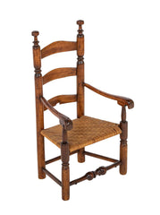 Rare American Pilgrim Child's Chair with Dramatic Finials