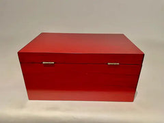 Chinese Red Lacquered Box With Brass Mounts, Mid 20th Century