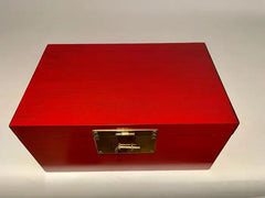 Chinese Red Lacquered Box With Brass Mounts, Mid 20th Century