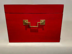 Chinese Red Lacquered Box With Brass Mounts, Mid 20th Century