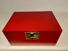 Chinese Red Lacquered Box With Brass Mounts, Mid 20th Century