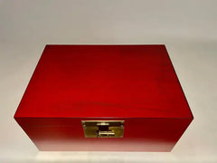 Chinese Red Lacquered Box With Brass Mounts, Mid 20th Century